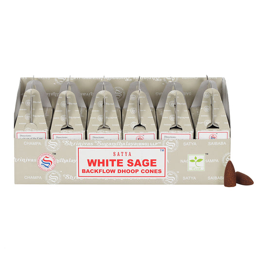 Set of 6 Packets of Satya White Sage Backflow Dhoop Cones