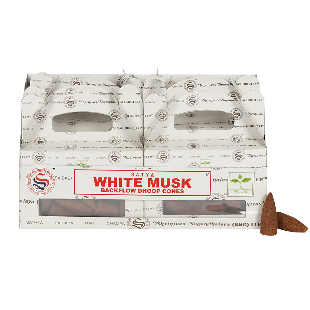 Set of 6 Packets of White Musk Backflow Dhoop Cones by Satya