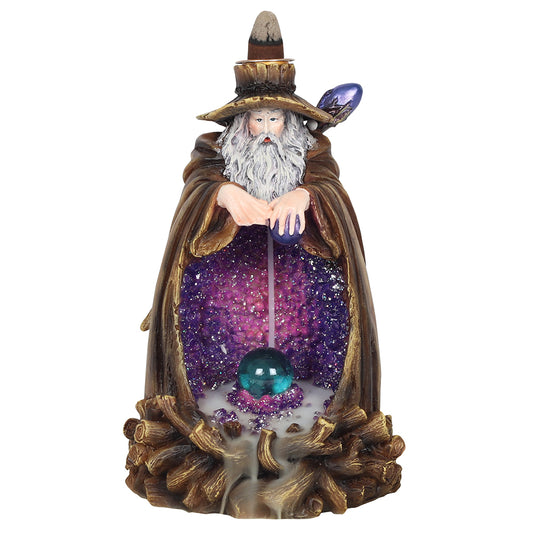 Wizard in Crystal Cave Backflow Incense Burner with Light