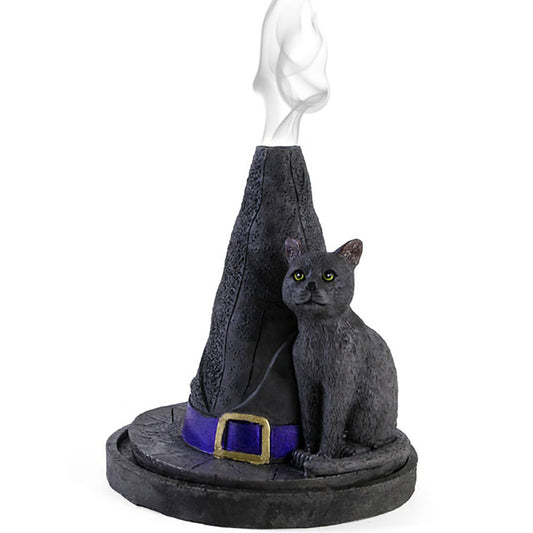 Witch's Hat With Cat Incense Cone Holder