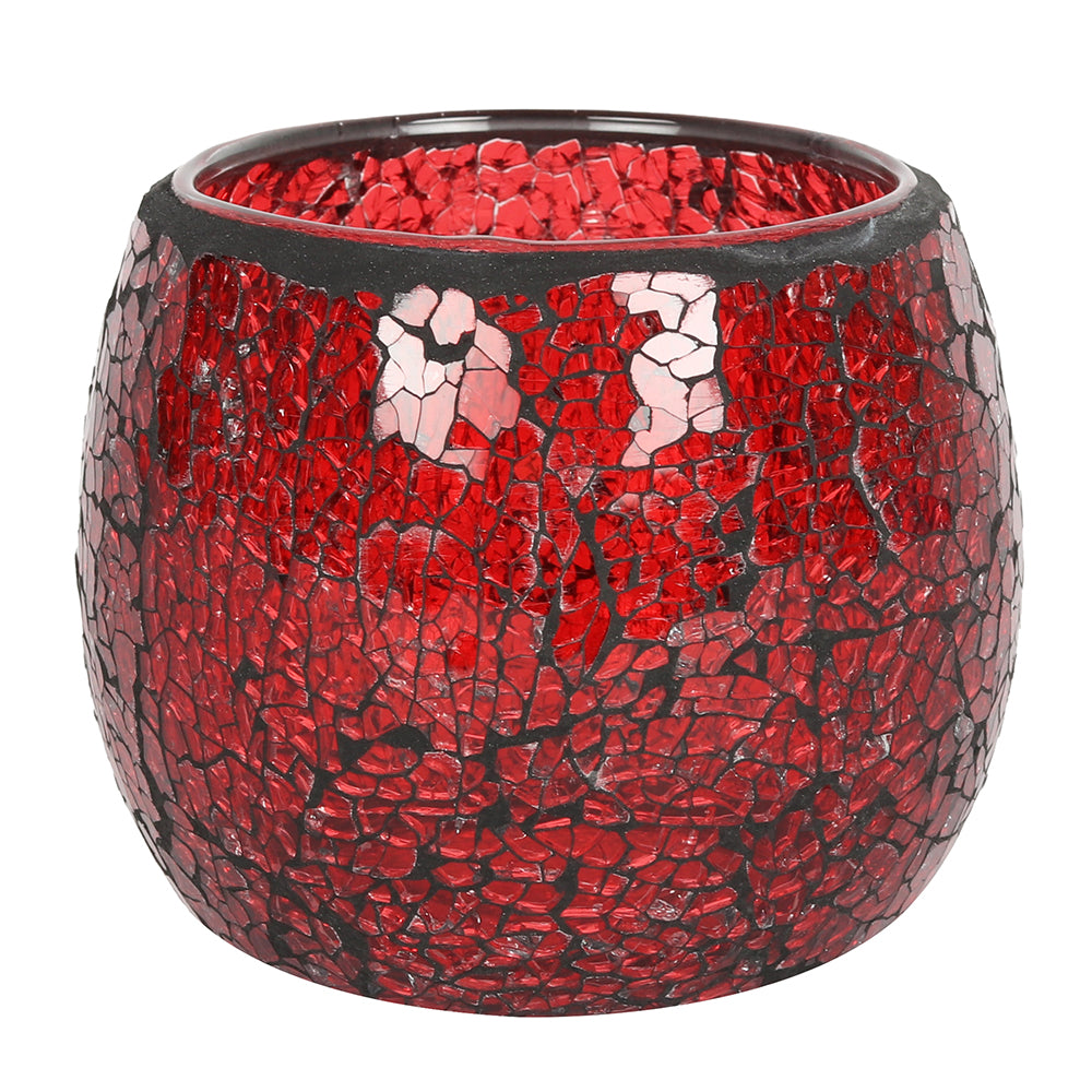 Red Crackle Glass Candle Holder