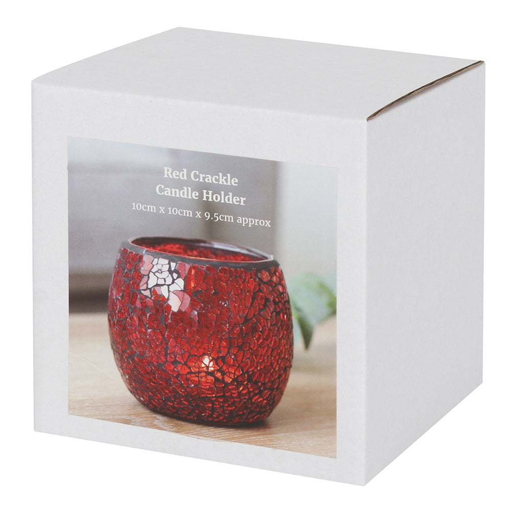 Red Crackle Glass Candle Holder