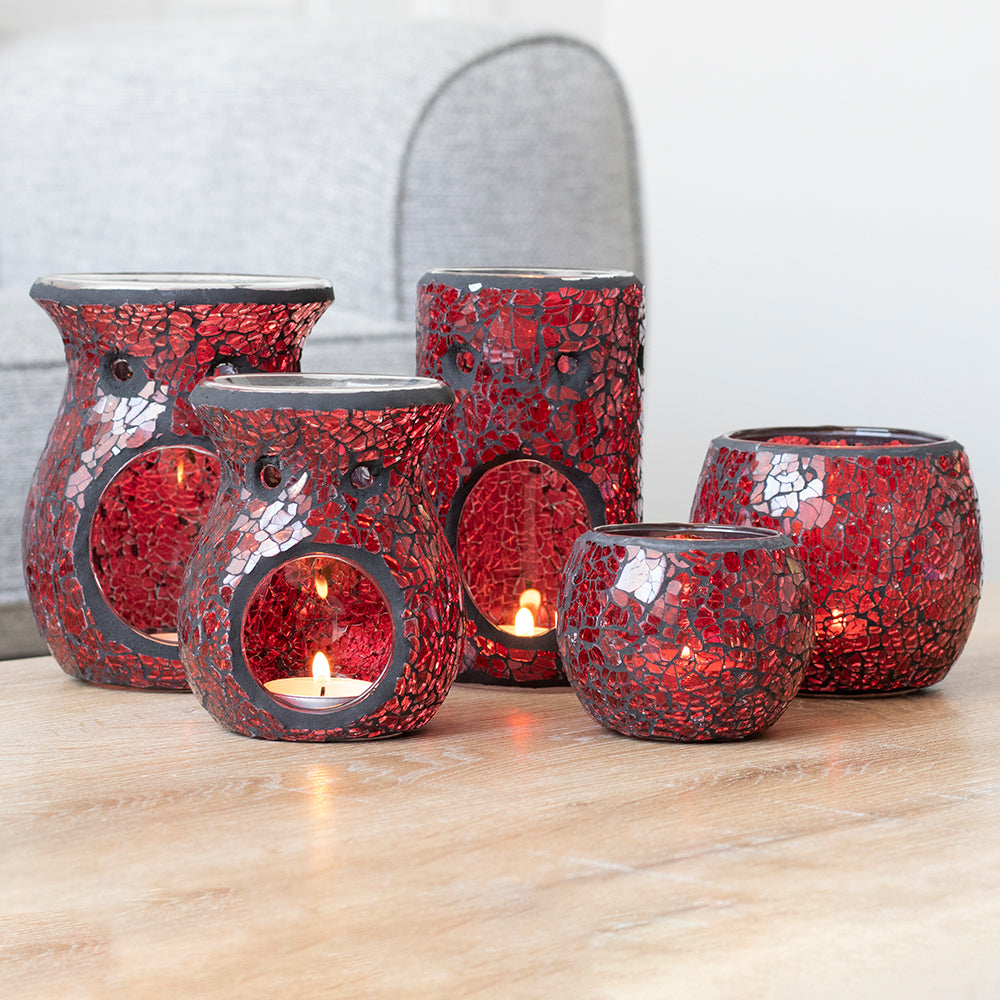 Red Crackle Glass Candle Holder