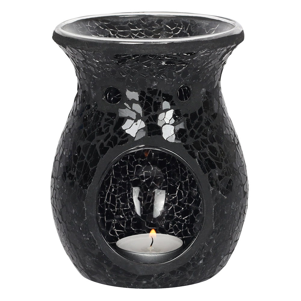 Black Crackle Glass Oil Burner (Assorted Styles)