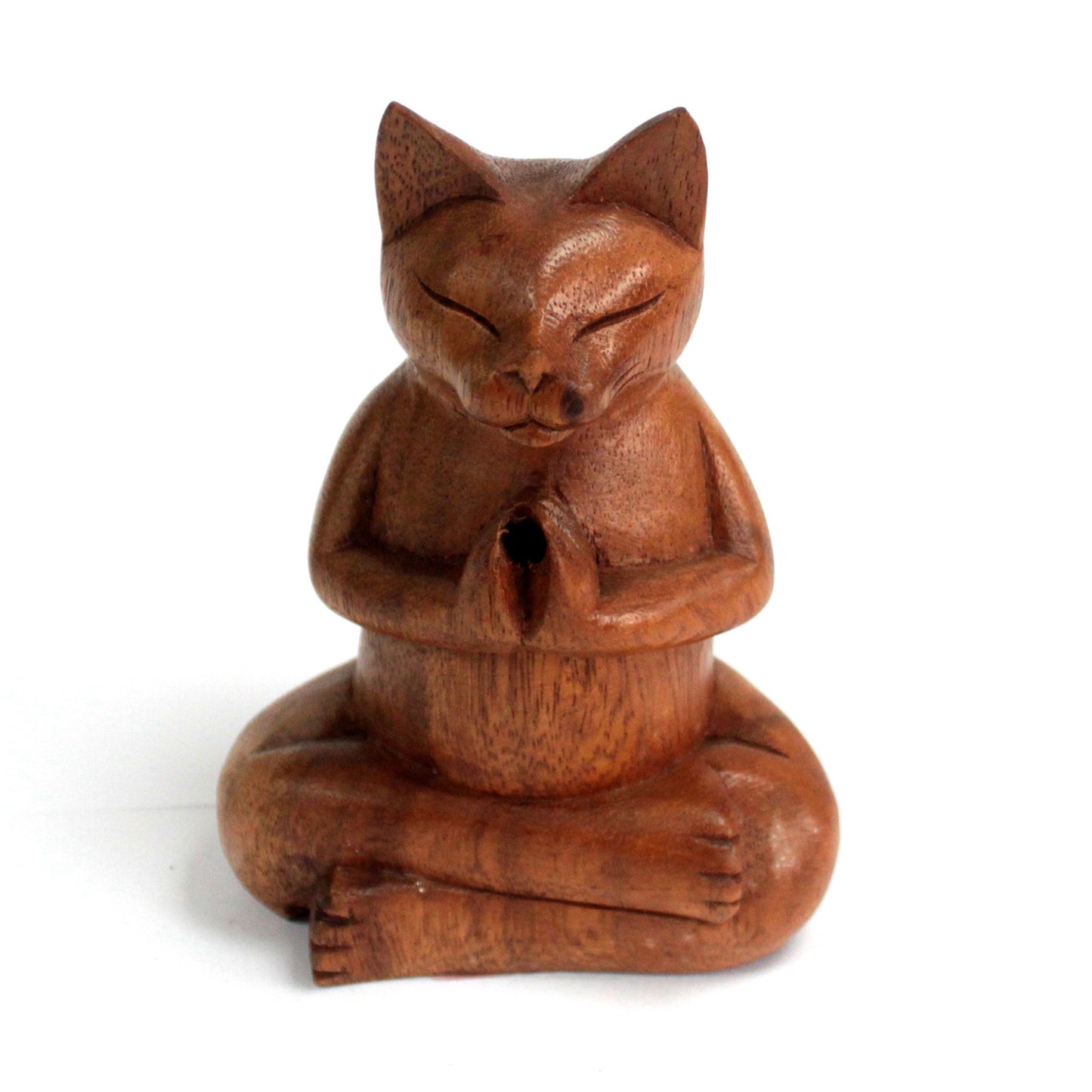 Wooden Carved Incense Burners - Yoga Cat